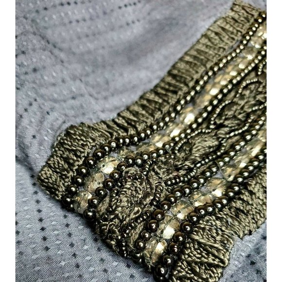 SOFT SURROUNDINGS Chandra Small Navy Blue Open Cold Shoulder Top Embellished - Picture 10 of 12